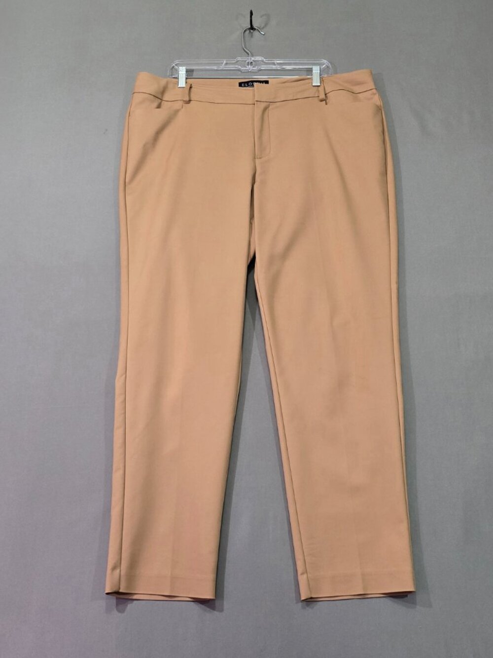 Eloquii Straight Leg Dress Pants Womens 16L Career Office Stretch Work Tan